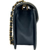 シャネル CHANEL シェブロンダブルチェーンショルダー 24番台 ネイビー ゴールド金具 ラム レディース ショルダーバッグ