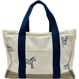 エルメス HERMES アダダマザーズバッグ ホワイト/ネイビー/グレー キャンバス レディース トートバッグ