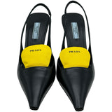 プラダ PRADA ロゴスリングバックパンプス ブラック レザー レディース パンプス