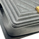 シャネル CHANEL ボーイシャネル20 A67085 26番台 ブラック ゴールド金具 キャビアスキン レディース ショルダーバッグ