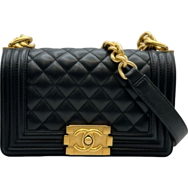 CHANEL キャビアスキン・ゴールド金具・ミニポーチ・承認シールあり シャネル CHANEL ボーイシャネル20 A67085 28番台 ブラック ゴールド