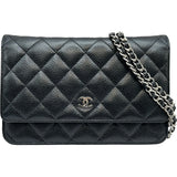 シャネル CHANEL マトラッセ チェーンウォレット A33814 25番台 ブラック シルバー金具 キャビアスキン レディース ショルダーバッグ