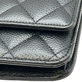 シャネル CHANEL マトラッセ チェーンウォレット A33814 25番台 ブラック シルバー金具 キャビアスキン レディース ショルダーバッグ