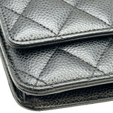 シャネル CHANEL マトラッセ チェーンウォレット A33814 25番台 ブラック シルバー金具 キャビアスキン レディース ショルダーバッグ