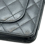 シャネル CHANEL マトラッセ チェーンウォレット A33814 25番台 ブラック シルバー金具 キャビアスキン レディース ショルダーバッグ