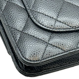 シャネル CHANEL マトラッセ チェーンウォレット A33814 25番台 ブラック シルバー金具 キャビアスキン レディース ショルダーバッグ
