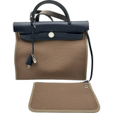 エルメス HERMES エールジップPM C刻印 ブラウン シルバー金具 トワル レディース ハンドバッグ