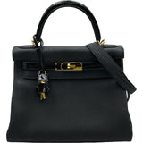 エルメス HERMES ケリー28 タッチ 内縫い Y刻印 ブラック ゴールド金具 トゴ/ニロティカス レディース ショルダーバッグ