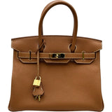 エルメス HERMES バーキン30 B刻印 ゴールド ゴールド金具 トゴ レディース ハンドバッグ