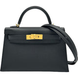 エルメス HERMES ミニケリー2 G刻印 ブラック ゴールド金具 エプソン レディース ショルダーバッグ