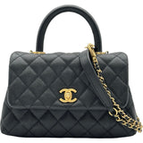 シャネル CHANEL ココハンドルXS A92990 24番台 ブラック ゴールド金具 キャビアスキン レディース ショルダーバッグ