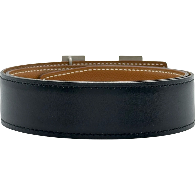 HERMES ベルト レディース エルメス HERMES Hベルト □C刻印 ブラック/ゴールド シルバー金具