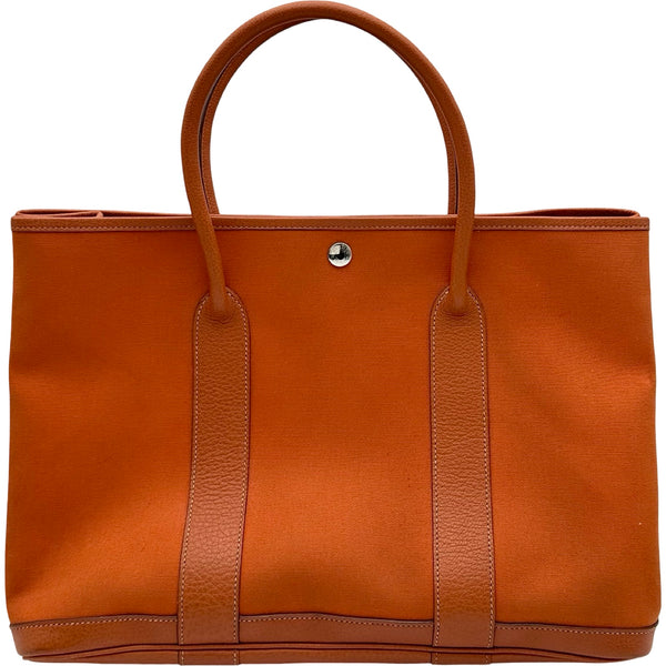エルメス HERMES ガーデンパーティPM □I刻印 オレンジ シルバー金具