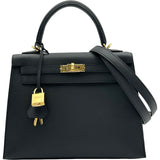 エルメス HERMES ケリー25 外縫い G刻印 ブラック ゴールド金具 エプソン レディース ショルダーバッグ