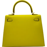 エルメス HERMES ケリー25 外縫い D刻印 ライム ゴールド金具 エプソン レディース ショルダーバッグ