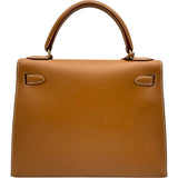エルメス HERMES ケリー28 外縫い ▢A刻印 ナチュラル ゴールド金具 シャモニー レディース ハンドバッグ