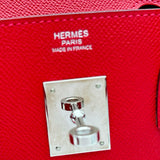 エルメス HERMES バーキン30 T刻印 ルージュカザック シルバー金具 エプソン レディース ハンドバッグ