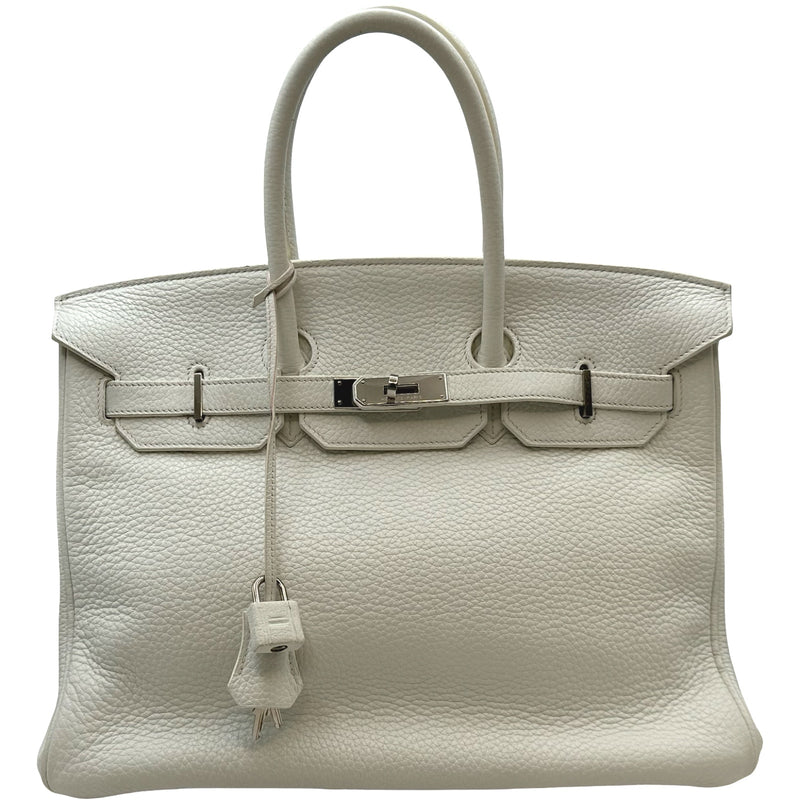 エルメス　バーキン35(ホワイト) エルメス HERMES バーキン35 □O刻印 ホワイト シルバー金具 トリヨン