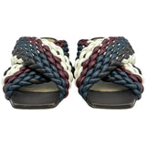 ボッテガ・ヴェネタ BOTTEGA VENETA カナラッツォ イントレチャートフラットサンダル ブラウン レザー レディース サンダル
