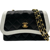 シャネル CHANEL ココマークマトラッセチェーンショルダー 0番台 ブラック/ホワイト ゴールド金具 ラム レディース ショルダーバッグ