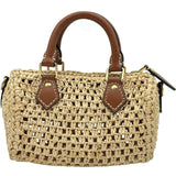 ルイ・ヴィトン LOUIS VUITTON ナノ・スピーディ M83525 ベージュ/ブラウン LVバイザプール ラフィア レディース ハンドバッグ