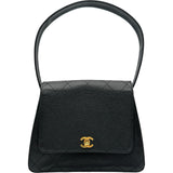シャネル CHANEL マトラッセ台形ショルダーバッグ 5番台 ブラック ゴールド金具 キャビア レディース ハンドバッグ