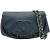 シャネル CHANEL ココマークハーフムーンチェーンウォレット A40033 ネイビー シルバー金具 キャビア レディース ショルダーバッグ