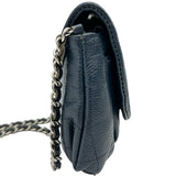 シャネル CHANEL ココマークハーフムーンチェーンウォレット A40033 ネイビー シルバー金具 キャビア レディース ショルダーバッグ