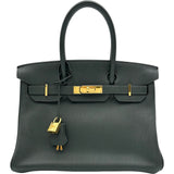 エルメス HERMES バーキン30 刻印不鮮明 ヴェール ゴールド金具 トゴ レディース ハンドバッグ