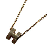 エルメス HERMES ポップＨミニネックレス グレー/ゴールド エナメル/メタル アクセサリー