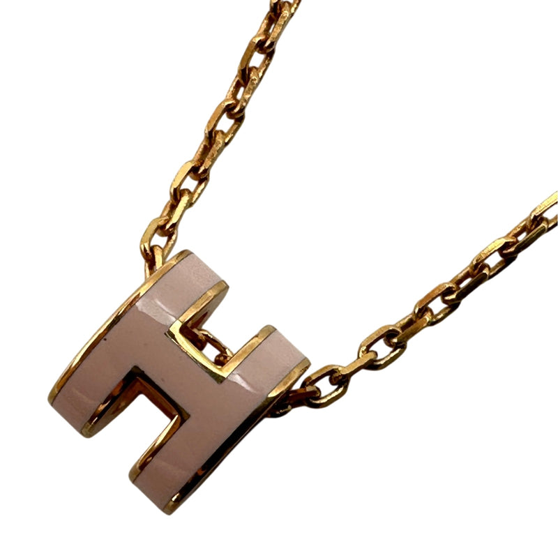 HERMES Hモチーフ ネックレス ゴールド/ピンク エルメス HERMES ポップHミニネックレス ピンク/ゴールド エナメル