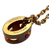 エルメス HERMES ポップＨミニネックレス ピンク/ゴールド エナメル/メタル アクセサリー