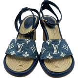 ルイ・ヴィトン LOUIS VUITTON マイアライン ウェッジソールサンダル ブルー レディース サンダル