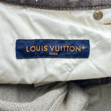 ルイ・ヴィトン LOUIS VUITTON レザーパッチワイドデニムパンツ HUD72W ブラウン デニム メンズ デニムパンツ