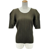 PLEATS PLEASE ISSEY MIYAKE 半袖プリーツカットソー PP91-JK072 カーキ ポリエステル レディース カットソー