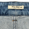 ミュウミュウ miu miu リボン装飾デニムパンツ ブルー コットン レディース デニムパンツ