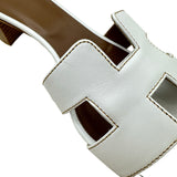 エルメス HERMES オアジス ヒールサンダル H071002Z ホワイト レザー レディース サンダル