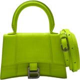 バレンシアガ BALENCIAGA アワーグラス ミニ 637372 イエロー クロコ型押しレザー レディース ショルダーバッグ