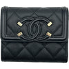 シャネル CHANEL CCフィリグリーウォレット A81940 ブラック ゴールド金具 キャビアスキン レディース 二つ折り財布