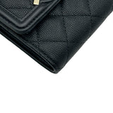 シャネル CHANEL CCフィリグリーウォレット A81940 ブラック ゴールド金具 キャビアスキン レディース 二つ折り財布