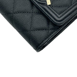 シャネル CHANEL CCフィリグリーウォレット A81940 ブラック ゴールド金具 キャビアスキン レディース 二つ折り財布