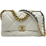 シャネル CHANEL CHANEL 19 ラージ AS1161 ホワイト ゴールド/シルバー金具 ラムスキン レディース ショルダーバッグ