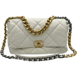シャネル CHANEL CHANEL 19 ラージ AS1161 ホワイト ゴールド/シルバー金具 ラムスキン レディース ショルダーバッグ