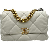 シャネル CHANEL CHANEL 19 ラージ AS1161 ホワイト ゴールド/シルバー金具 ラムスキン レディース ショルダーバッグ