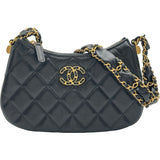 シャネル CHANEL CHANEL19 スモールホーボー AP3647 ブラック ゴールド金具 ラムスキン レディース ショルダーバッグ