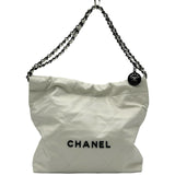 シャネル CHANEL CHANEL 22 ハンドバッグ AS3261 ホワイト シルバー/ブラック金具 シャイニーカーフ レディース ハンドバッグ