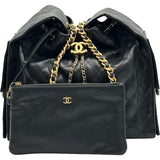 シャネル CHANEL CHANEL25 ミディアム ブラック ゴールド金具 キャビアスキン レディース ショルダーバッグ