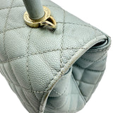 シャネル CHANEL ココハンドル29 A92991 ライトブルー ゴールド金具 キャビアスキン レディース ショルダーバッグ