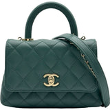 シャネル CHANEL ココハンドルXXS AS2215 グリーン ゴールド金具 キャビアスキン レディース ショルダーバッグ