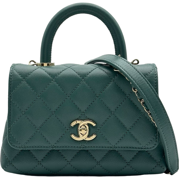 シャネル CHANEL ココハンドルXXS AS2215 グリーン ゴールド金具